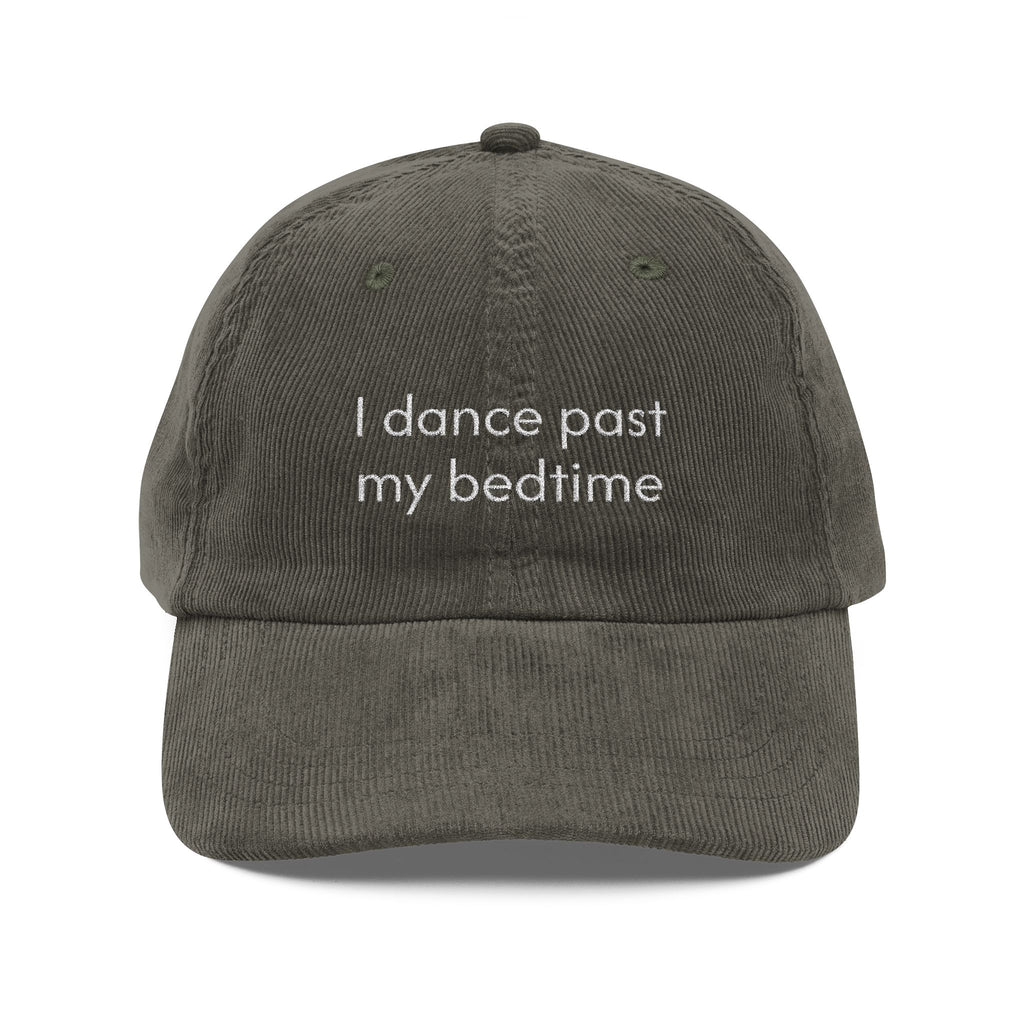 Dance Past my Bedtime Embroidered Vintage Corduroy Cap - Multiple Colors