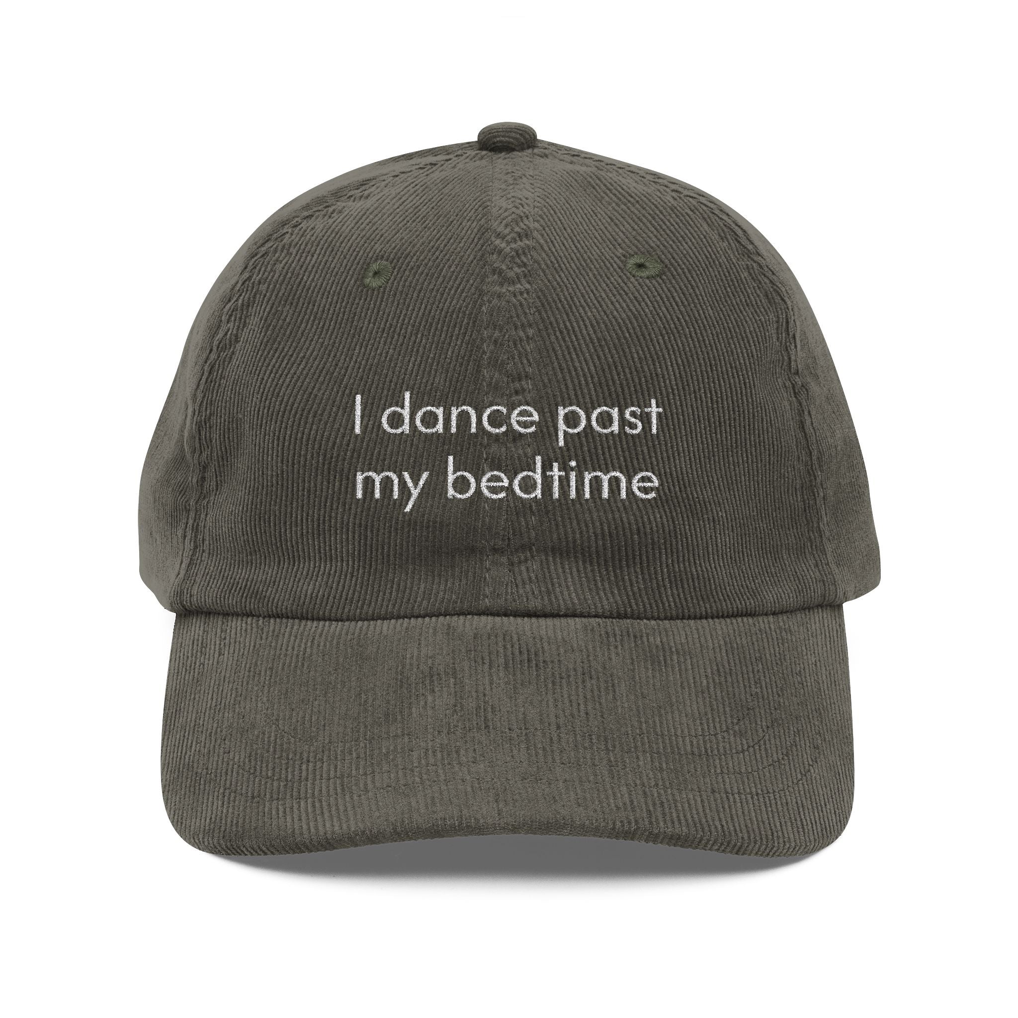 Dance Past my Bedtime Embroidered Vintage Corduroy Cap - Multiple Colors