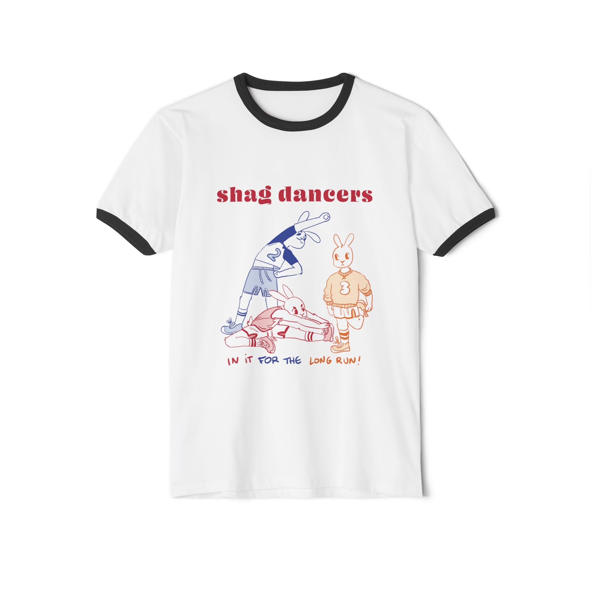 Shag Rabbits Ringer T-Shirt - Natural/Navy