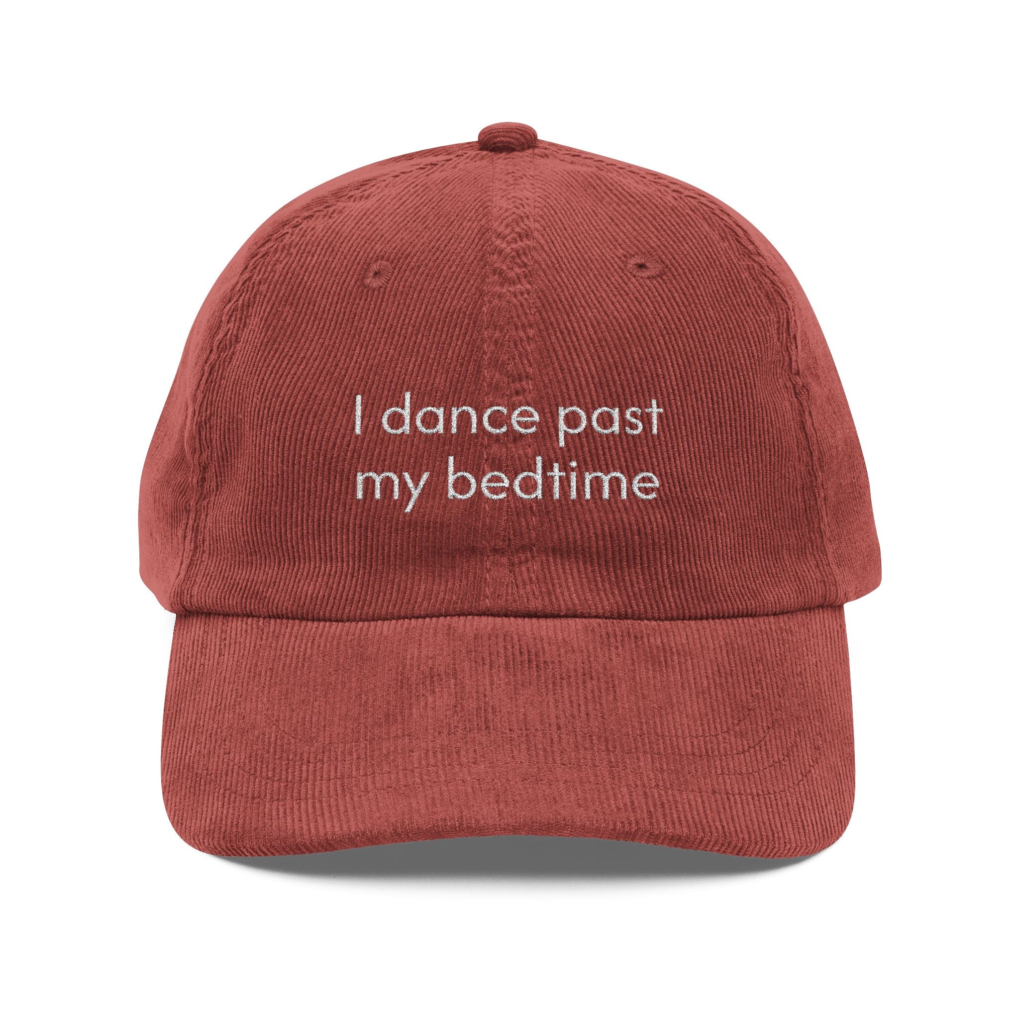 Dance Past my Bedtime Embroidered Vintage Corduroy Cap - Multiple Colors