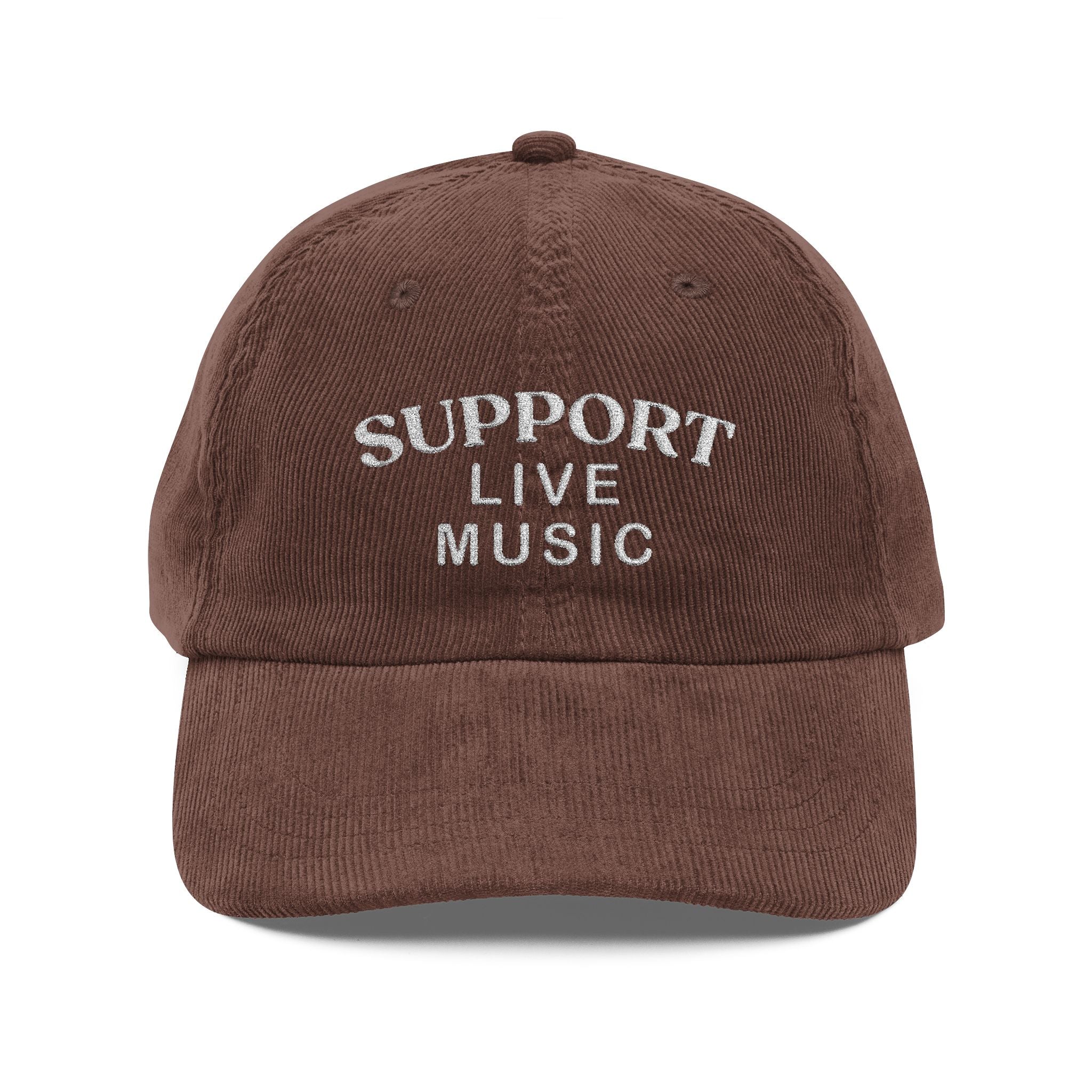 Support Live Music Embroidered Vintage Corduroy Cap - Multiple Colors