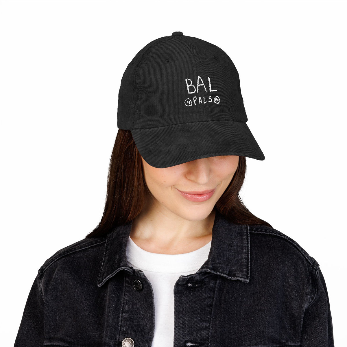 Baloween Bal Pals Embroidered Vintage Corduroy Cap - Black