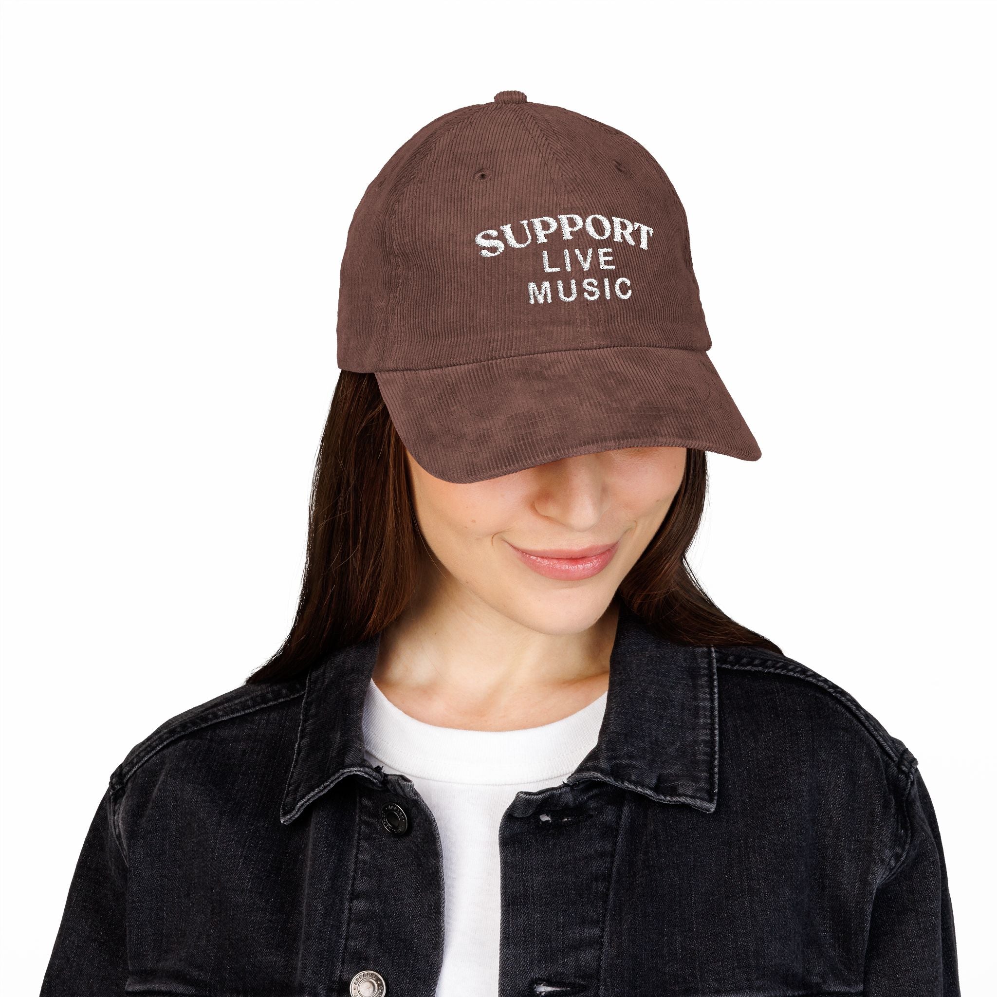 Support Live Music Embroidered Vintage Corduroy Cap - Multiple Colors