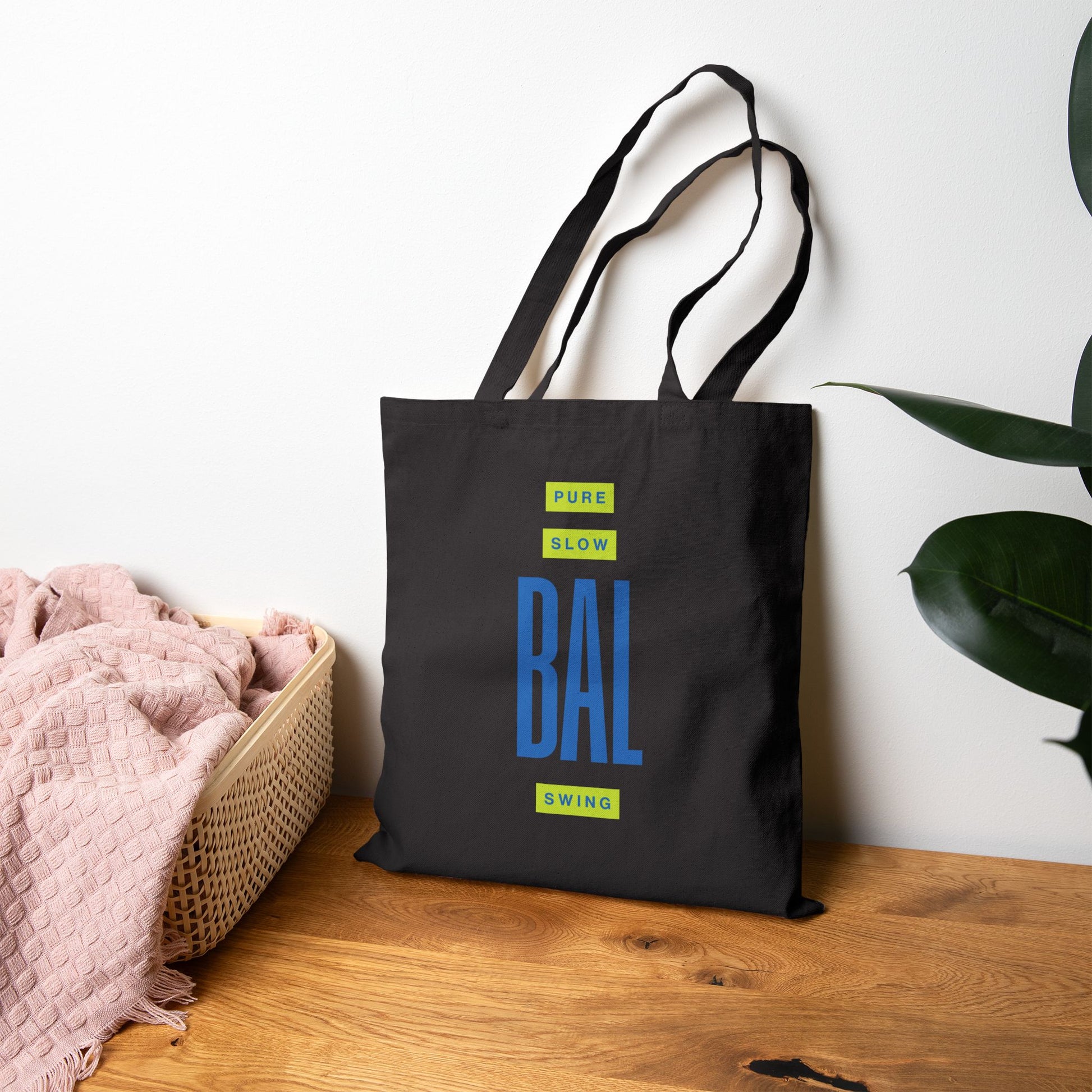 Pure Slow Bal Swing Cotton Canvas Tote Bag - Black
