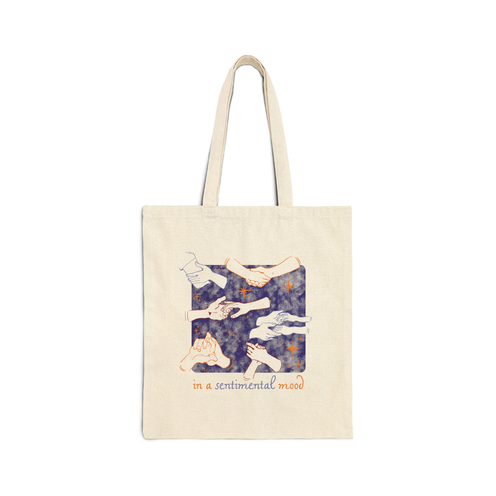 Sentimental Mood Cotton Canvas Tote Bag - Natural