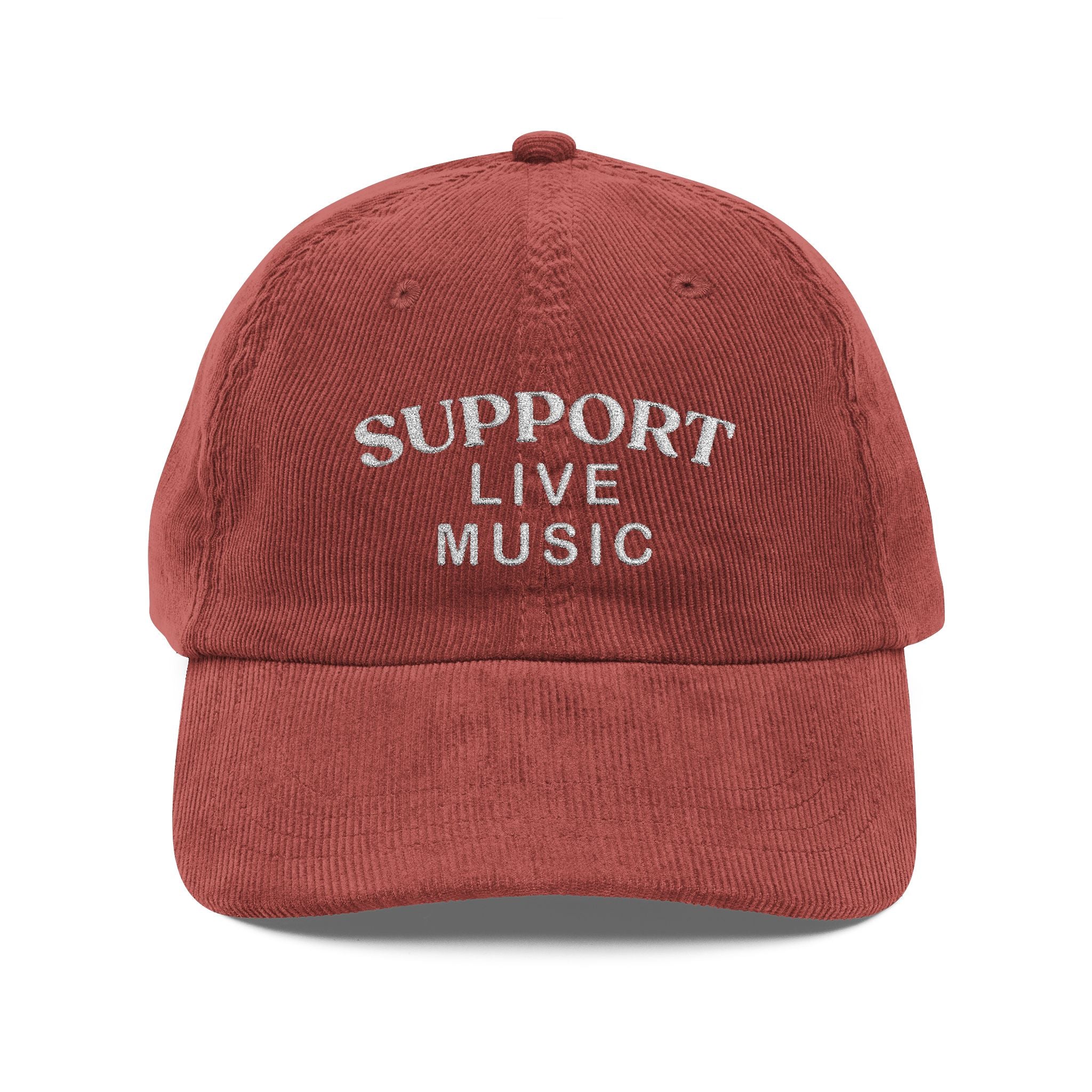 Support Live Music Embroidered Vintage Corduroy Cap - Multiple Colors