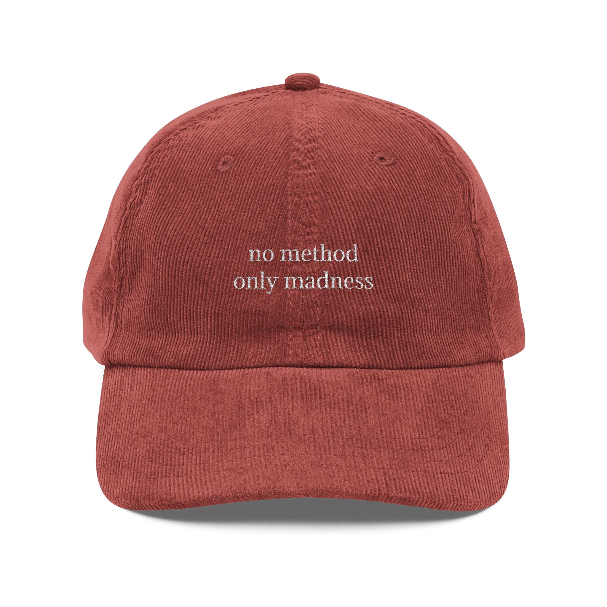 No Method Only Madness Embroidered Vintage Corduroy Cap - Multiple Colors
