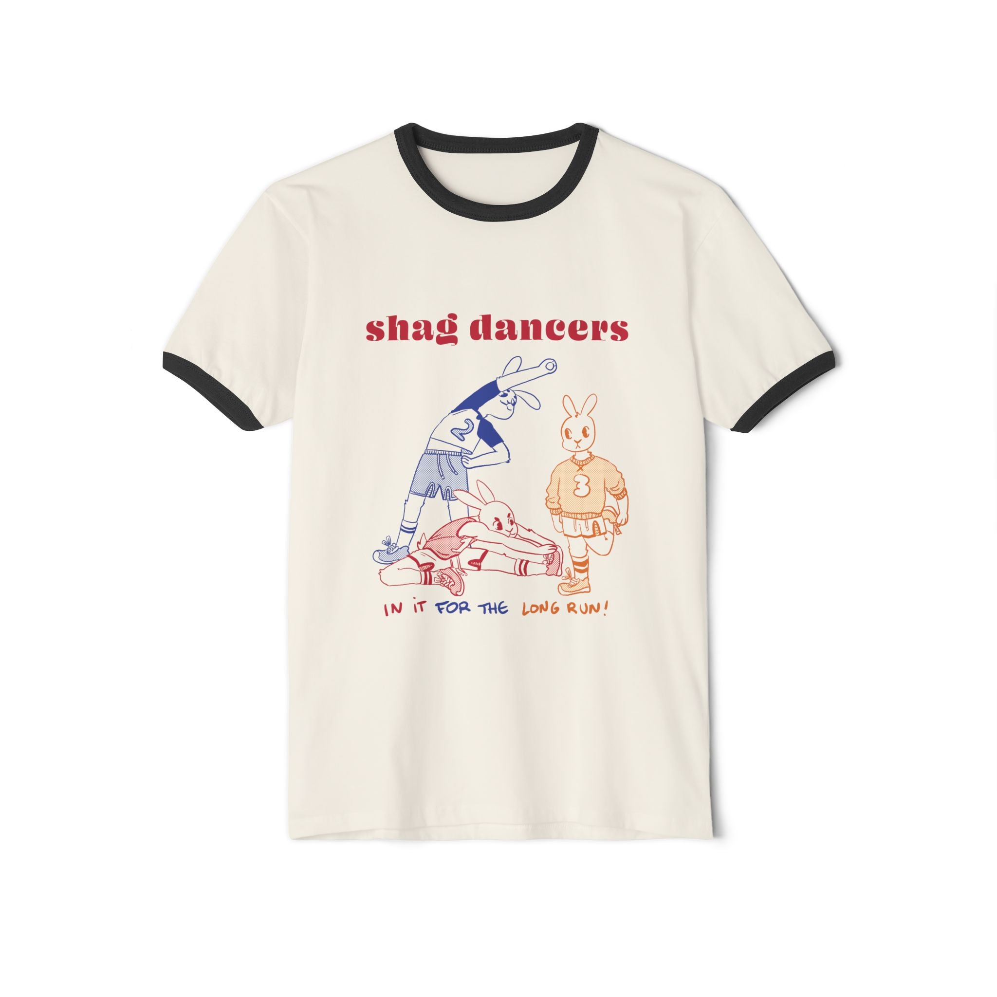 Shag Rabbits Ringer T-Shirt - Natural/Navy