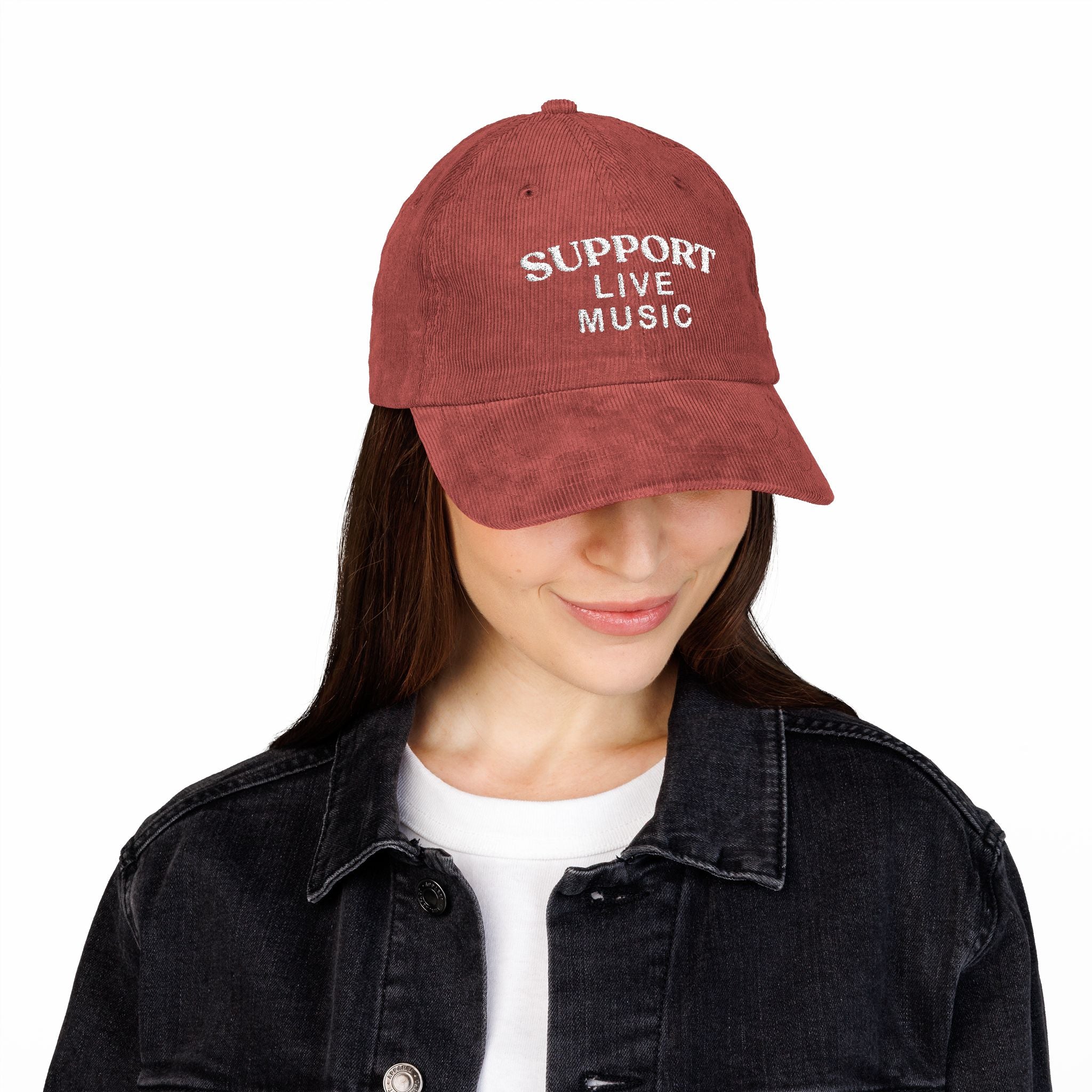 Support Live Music Embroidered Vintage Corduroy Cap - Multiple Colors