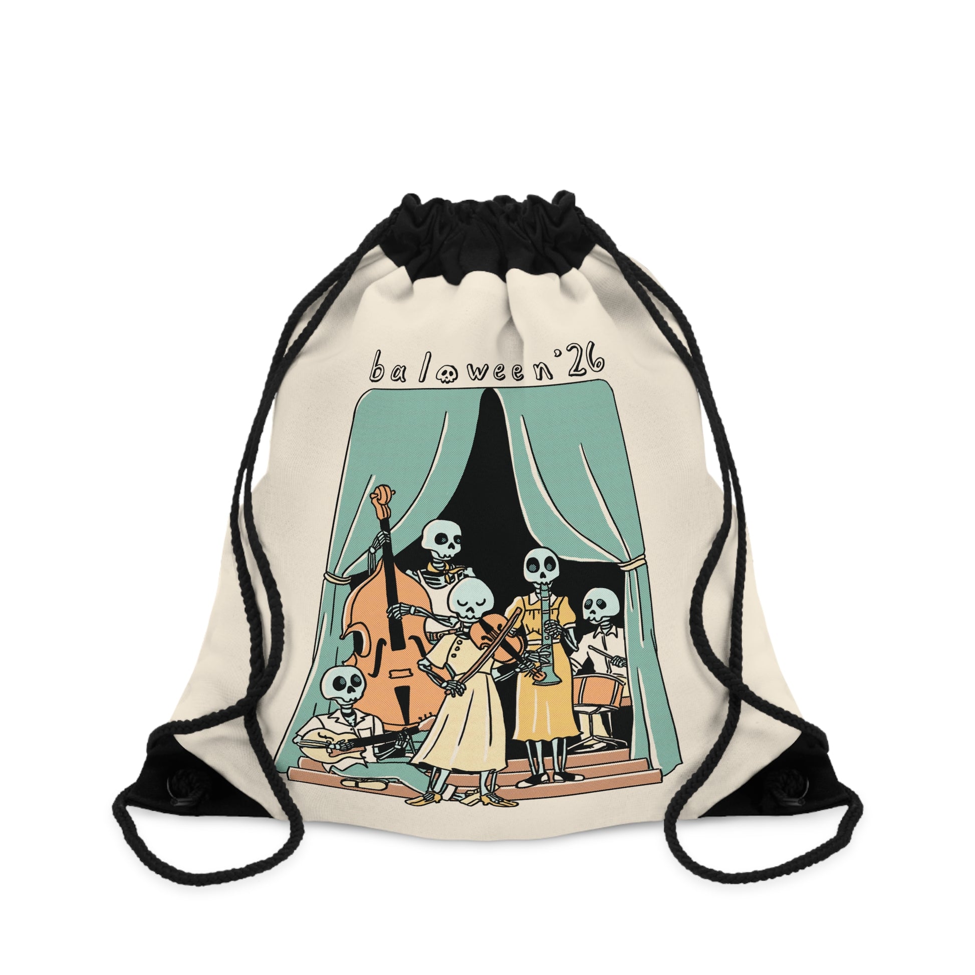 Baloween Skeleton Band Drawstring Bag