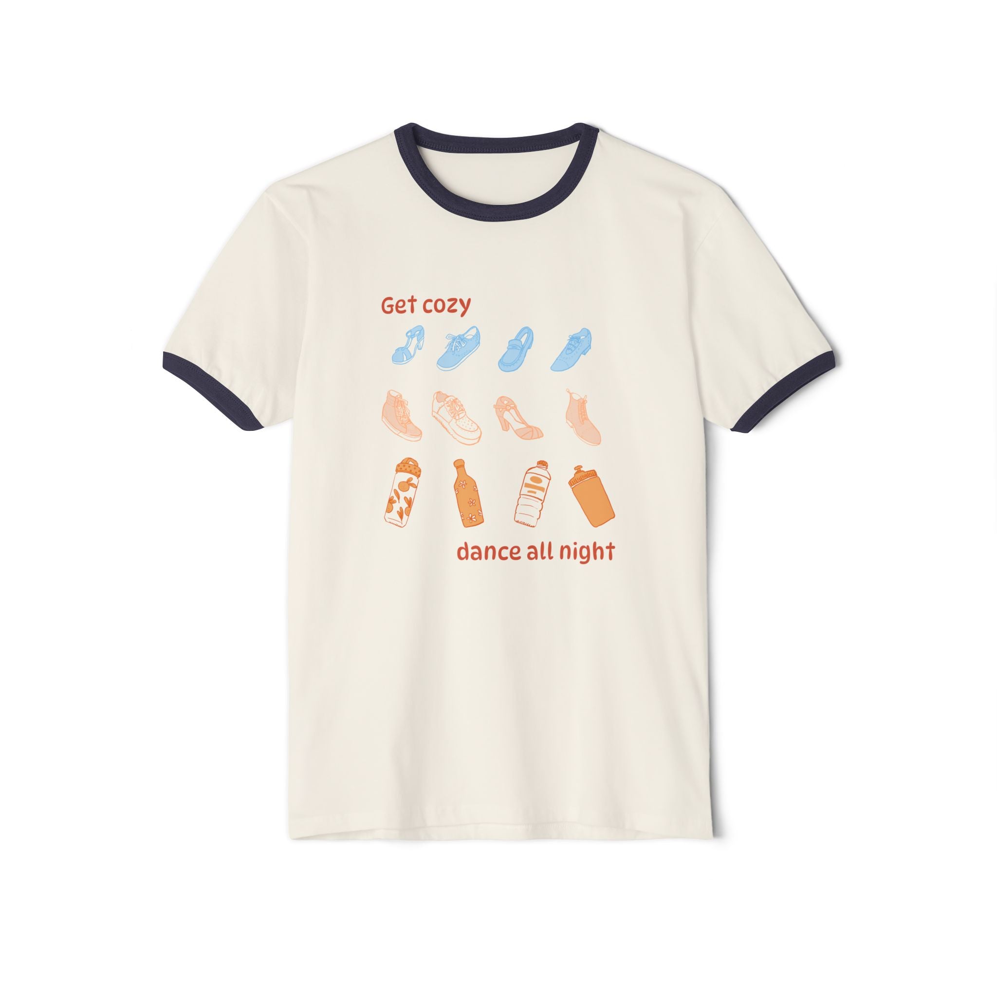 Dance All Night Ringer T-Shirt - Natural/Navy