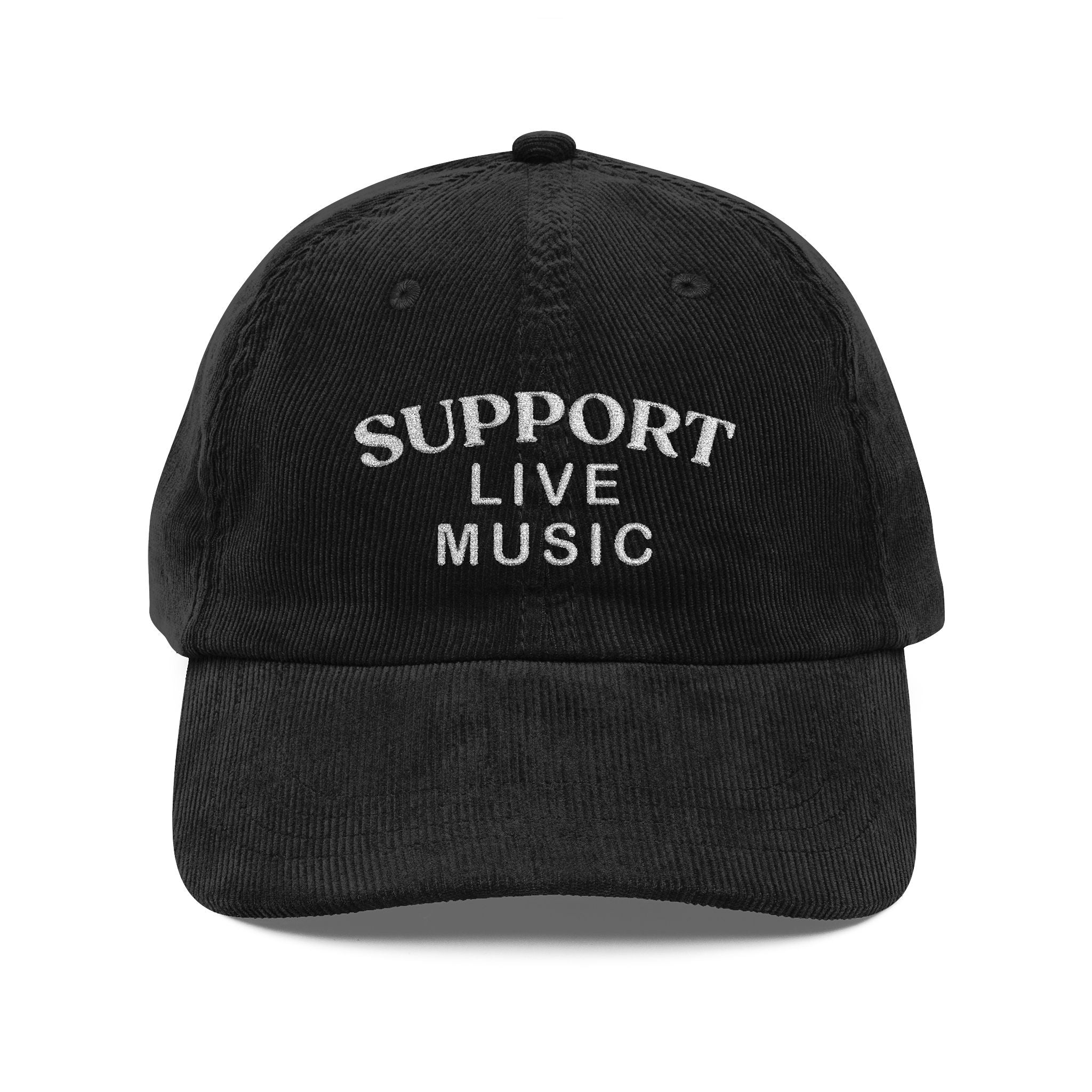 Support Live Music Embroidered Vintage Corduroy Cap - Multiple Colors