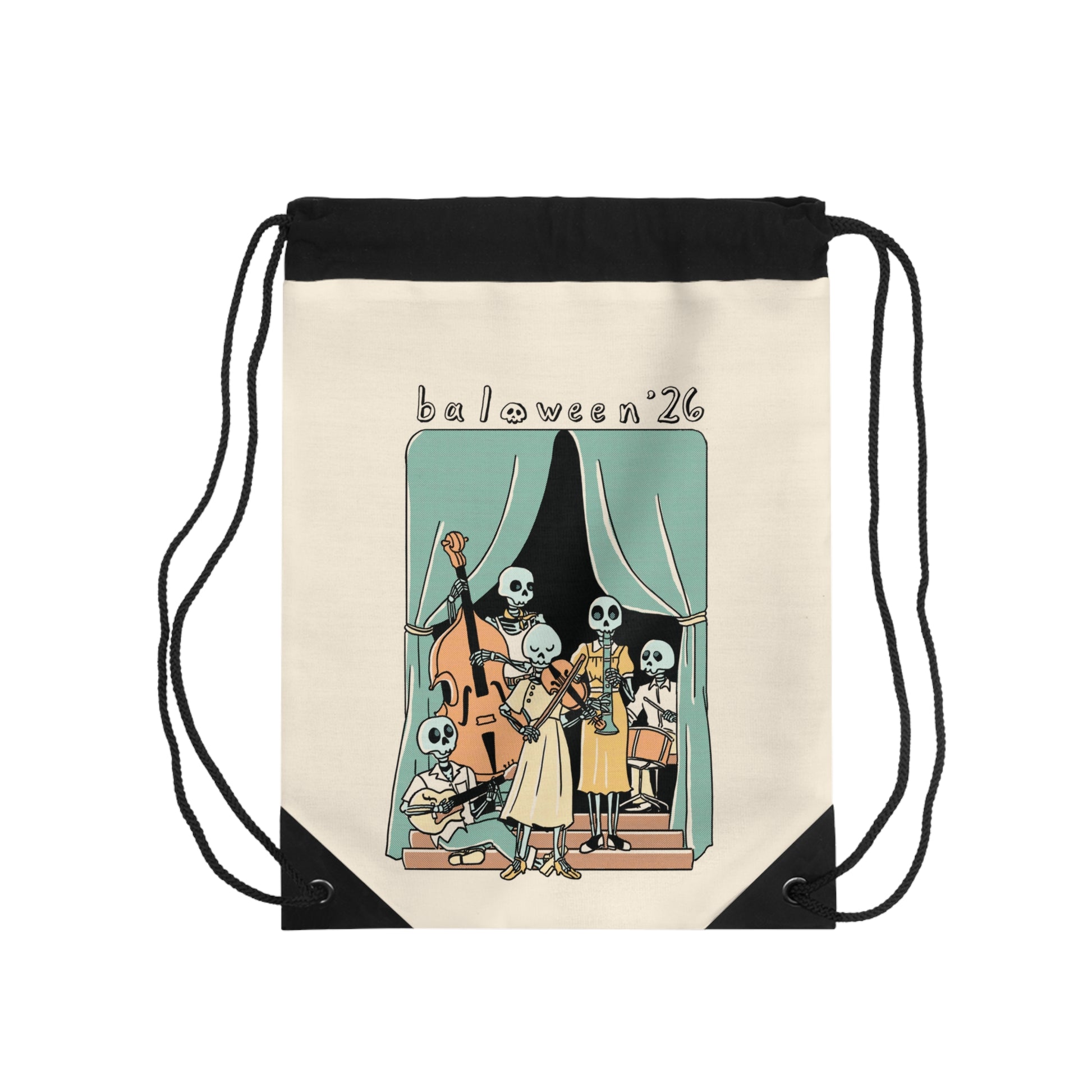 Baloween Skeleton Band Drawstring Bag