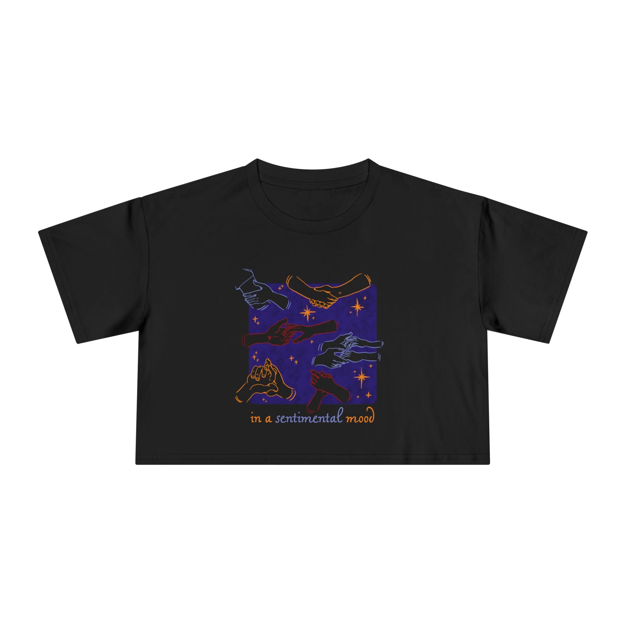 Sentimental Mood Crop Top - Black