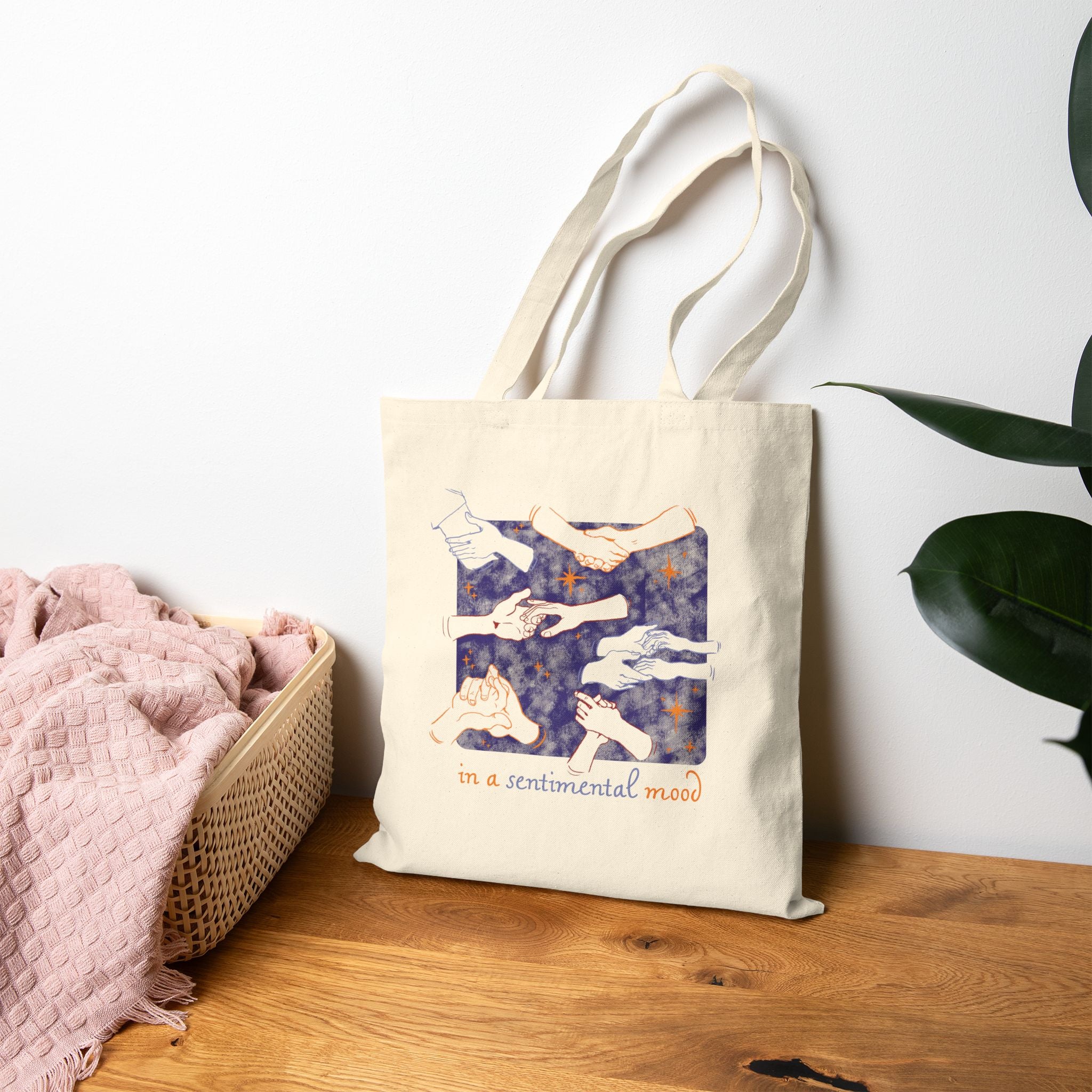 Sentimental Mood Cotton Canvas Tote Bag - Natural