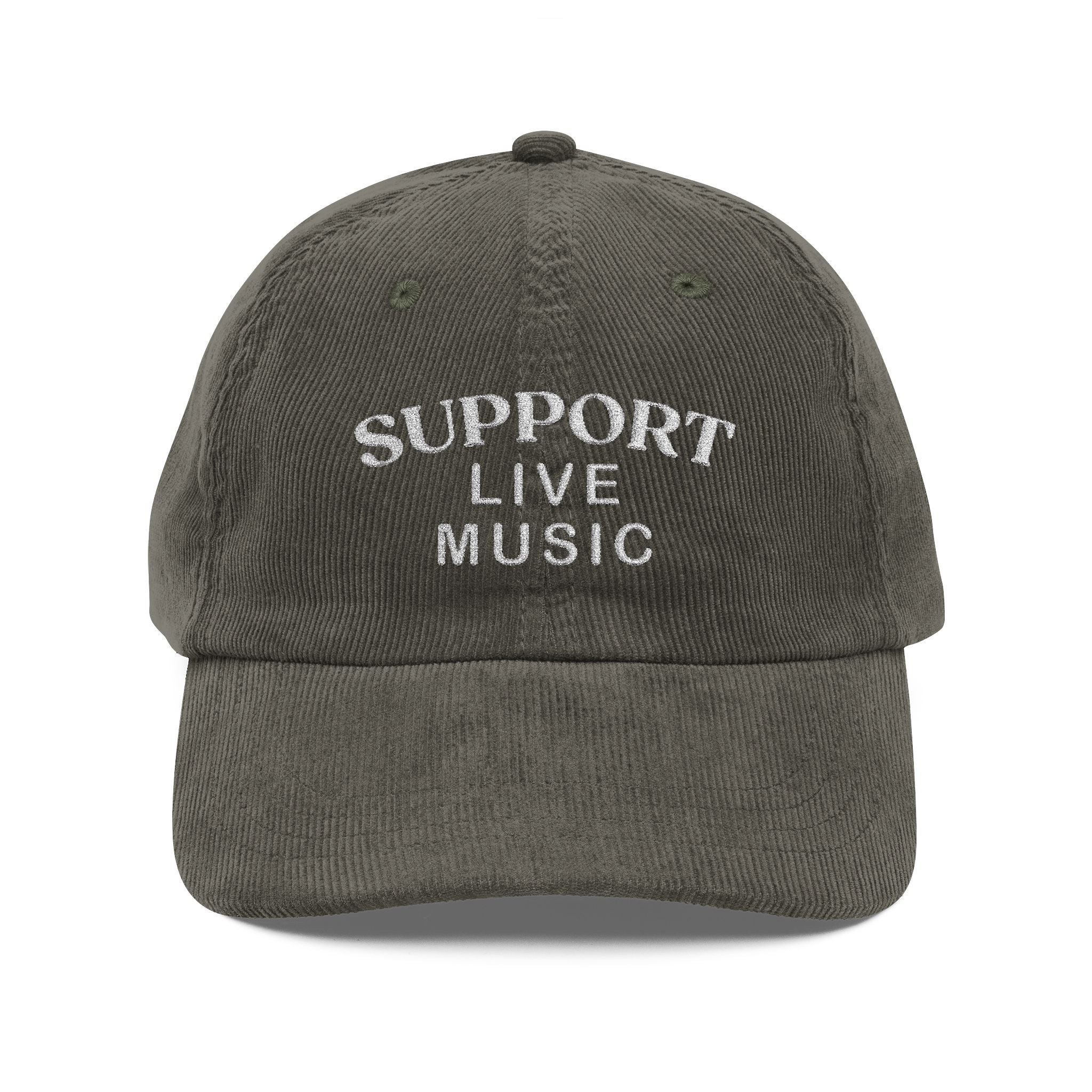 Support Live Music Embroidered Vintage Corduroy Cap - Multiple Colors