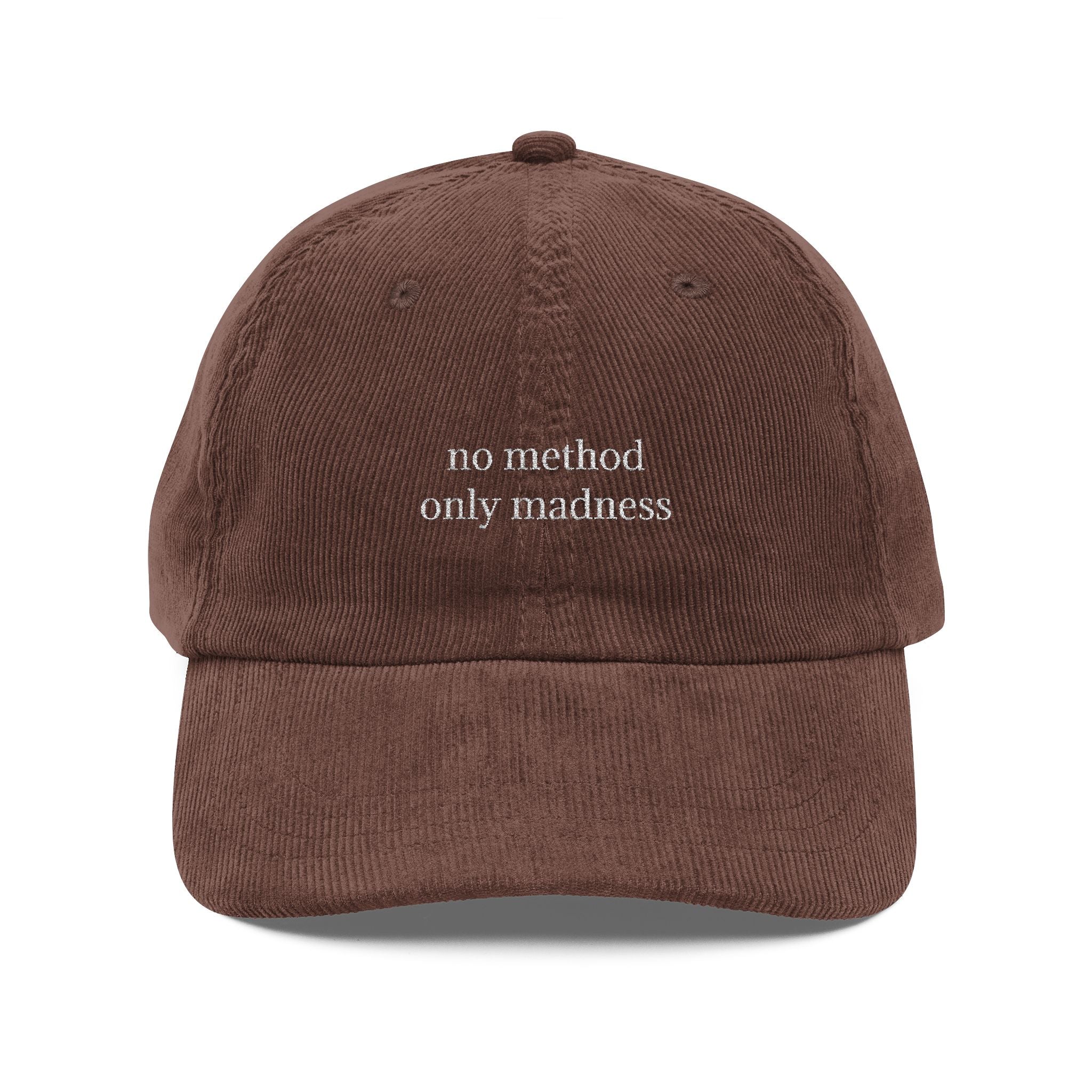 No Method Only Madness Embroidered Vintage Corduroy Cap - Multiple Colors