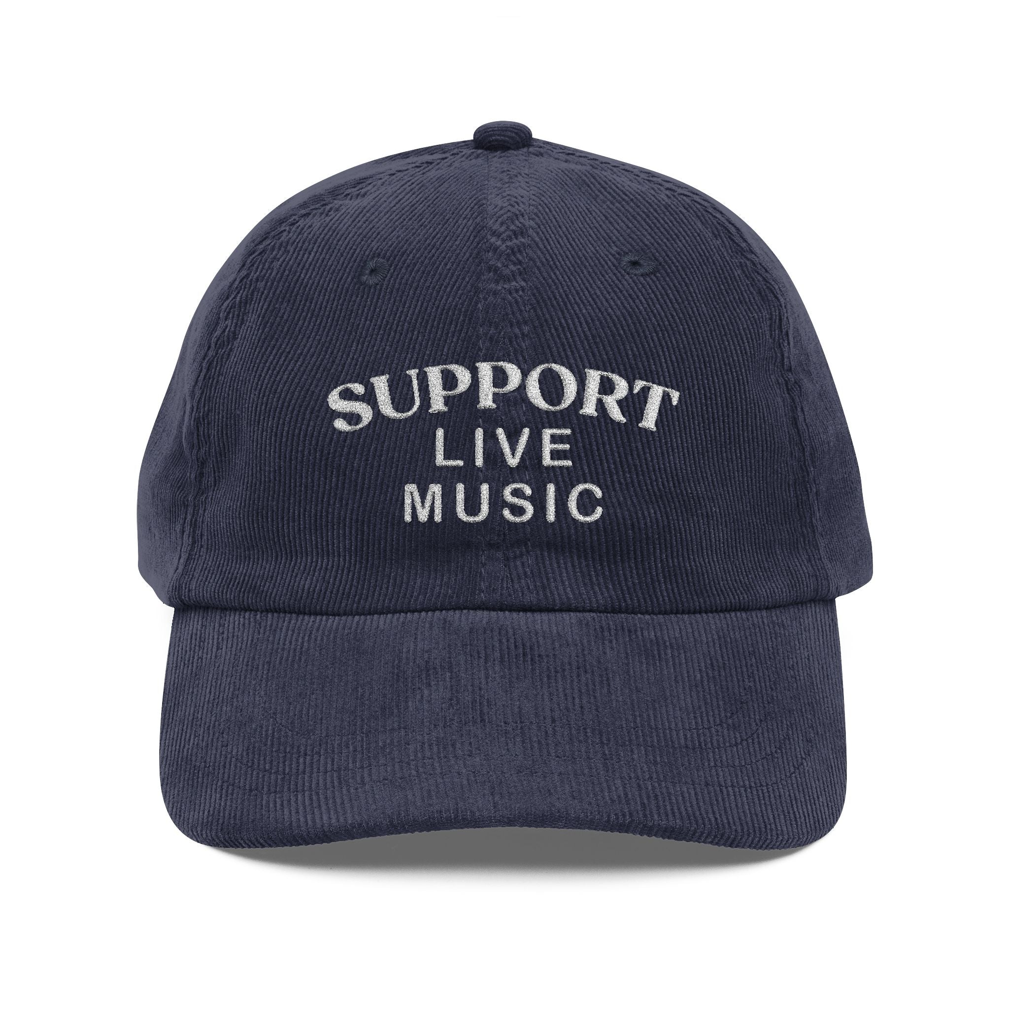 Support Live Music Embroidered Vintage Corduroy Cap - Multiple Colors
