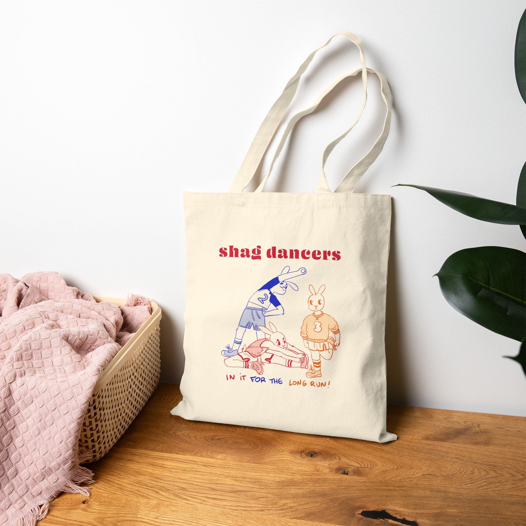 Shag Rabbits Cotton Canvas Tote Bag - Natural
