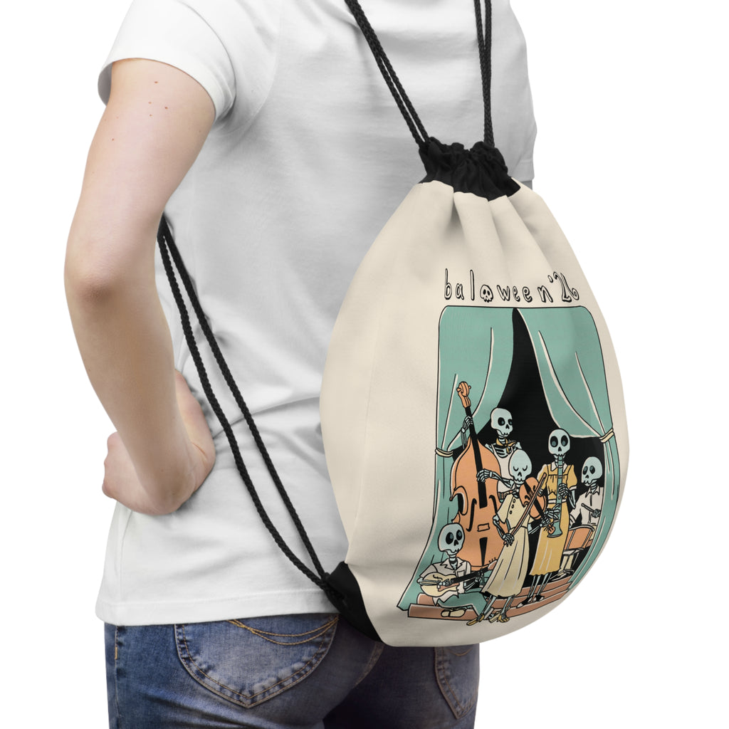 Baloween Skeleton Band Drawstring Bag
