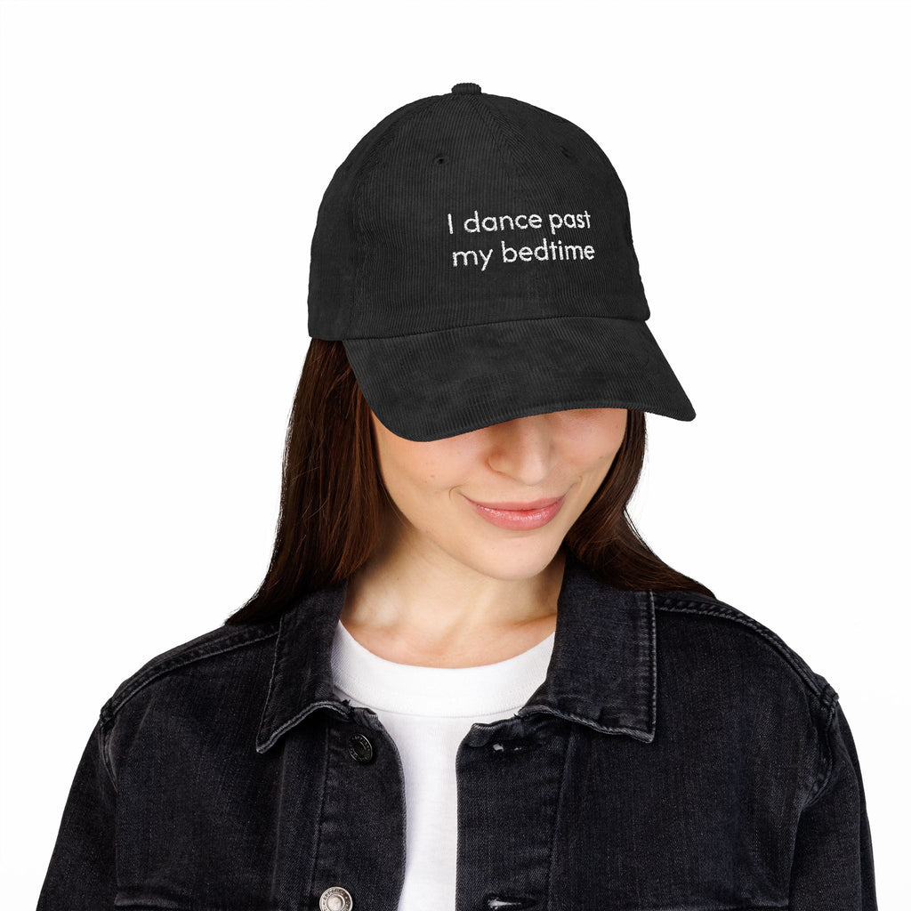 Dance Past my Bedtime Embroidered Vintage Corduroy Cap - Multiple Colors